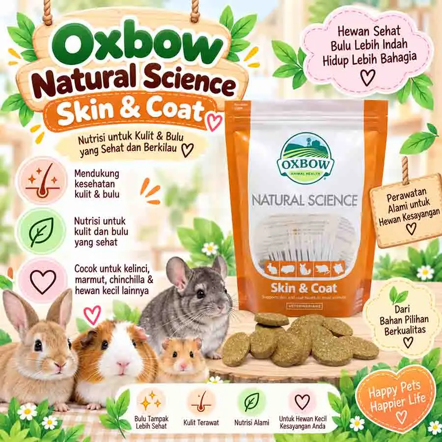 web OXBOW NATURAL SCIENCE SKIN & COAT FOR SMALL ANIMALS / VITAMIN BULU KELINCI MARMUT CHINCHILLA HAMSTER - Image 1