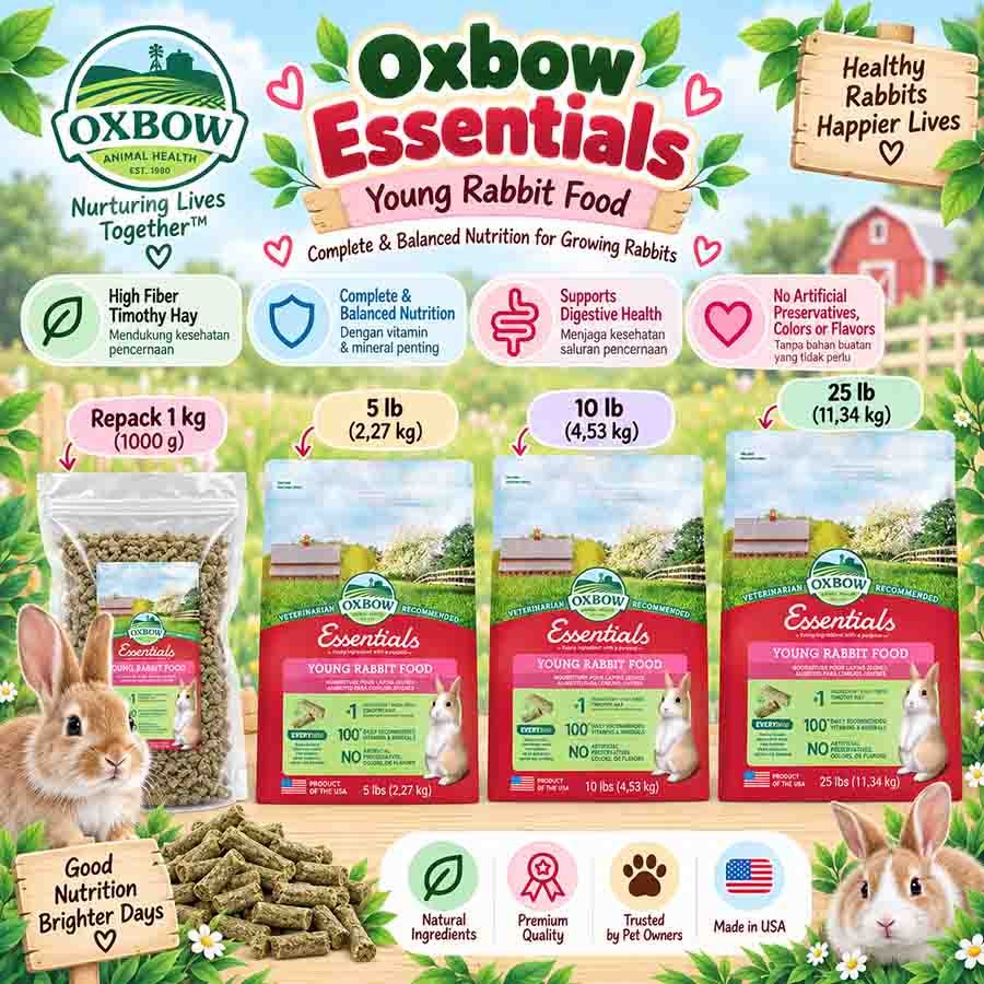 web OXBOW ESSENTIALS YOUNG RABBIT FOOD / MAKANAN KELINCI JUNIOR / PELLET KELINCI JUNIOR - Image 1