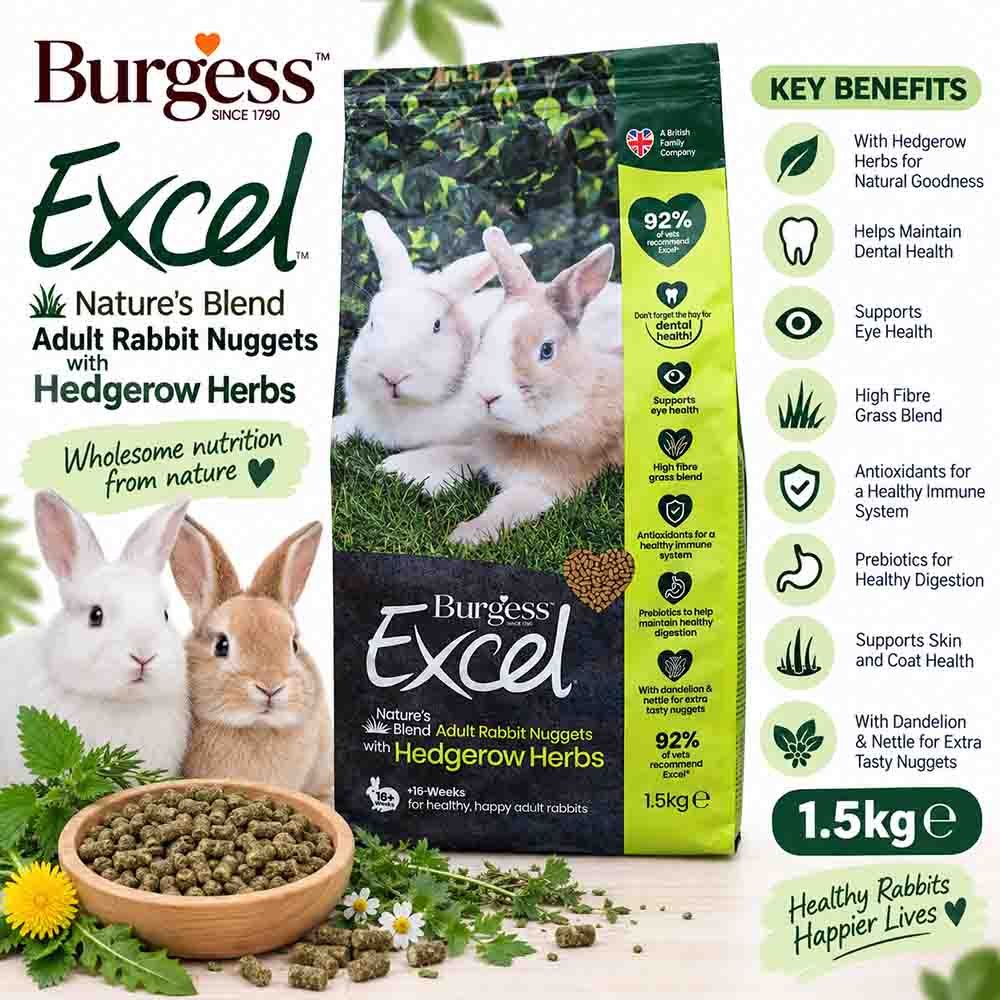 web BURGESS EXCEL NATURE'S BLEND RABBIT 1,5 KG / MAKANAN KELINCI / PELLET KELINCI PREMIUM - Image 1