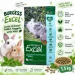 BURGESS EXCEL NUGGETS WITH MINT JUNIOR & DWARF RABBIT 1,5 KG / MAKANAN KELINCI JUNIOR