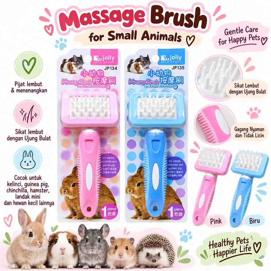 web MASSAGE BRUSH FOR SMALL ANIMALS BY JOLLY / SISIR PIJAT KELINCI, MARMUT, KUCING, ANJING - Image 1