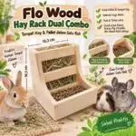 FLO DUAL COMBO WOOD HAY RACK / TEMPAT RUMPUT & PELLET KELINCI, MARMUT, CHINCHILLA