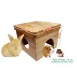 ONEL WOOD KINI SQUARE HOUSE M / TUNNEL KELINCI, MARMUT, CHINCHILLA / RUMAH KELINCI - Image 3
