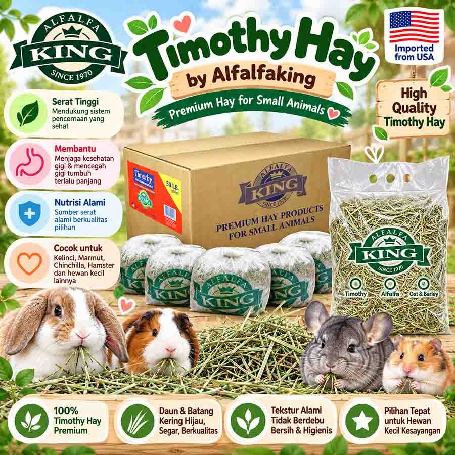 web TIMOTHY HAY by ALFALFAKING REPACK 2nd cut 1kg / MAKANAN KELINCI MARMUT TORTO - Image 1