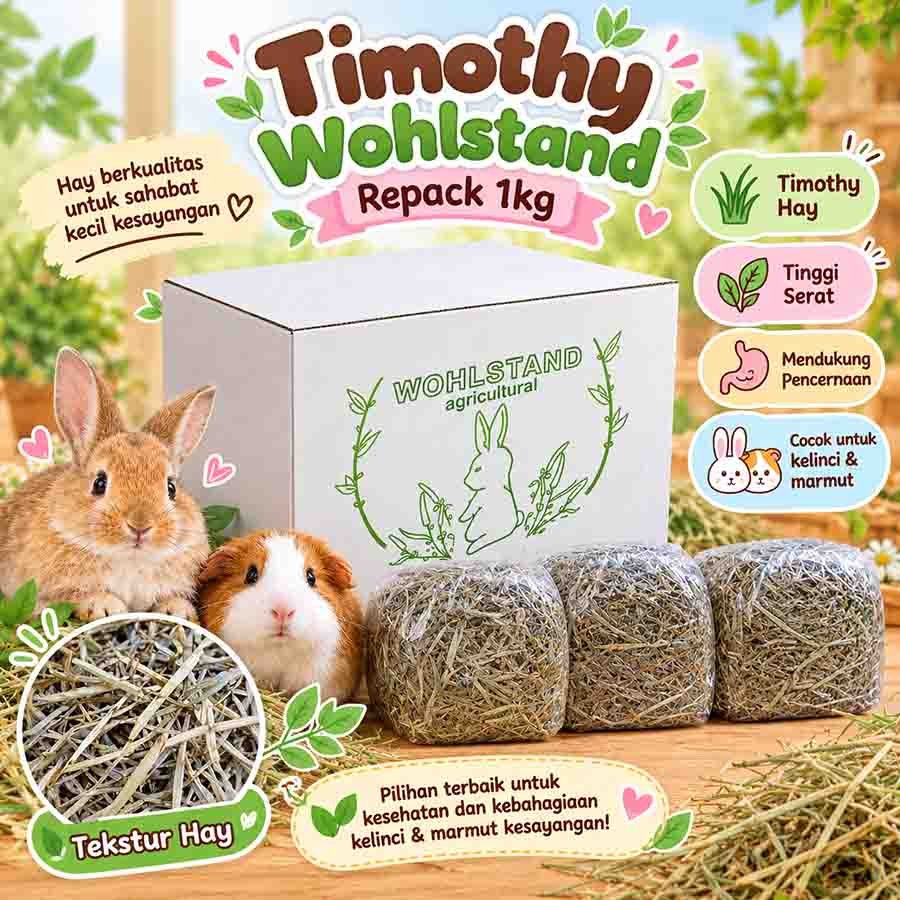web TIMOTHY HAY by WOHLSTAND 1kg/makanan kelinci marmut chinchilla/wohlstand hay agriculture - Image 1
