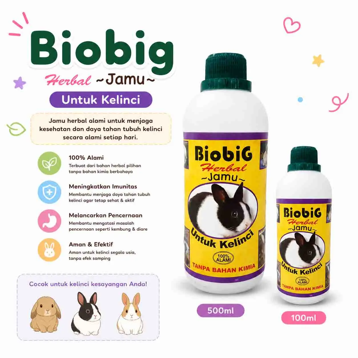 Biobig100500 BIOBIG JAMU KELINCI / OBAT KEMBUNG, MENCRET KELINCI - Image 1