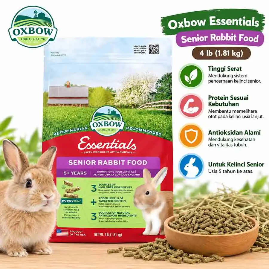 webseniorrabbit OXBOW ESSENTIALS SENIOR RABBIT FOOD 4 LB / Makanan kelinci diatas 5 tahun / pellet kelinci senior - Image 1